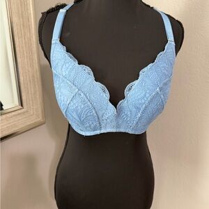 Lively Lace Blue Wireless Bra Size 34DD